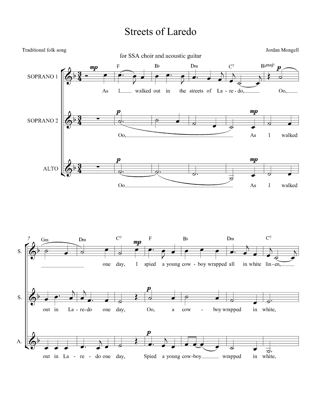 Streets of Laredo (arr. Jordan Mongell)