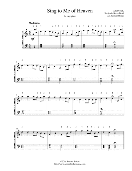 Sing to Me of Heaven - for easy piano (arr. Samuel Stokes)