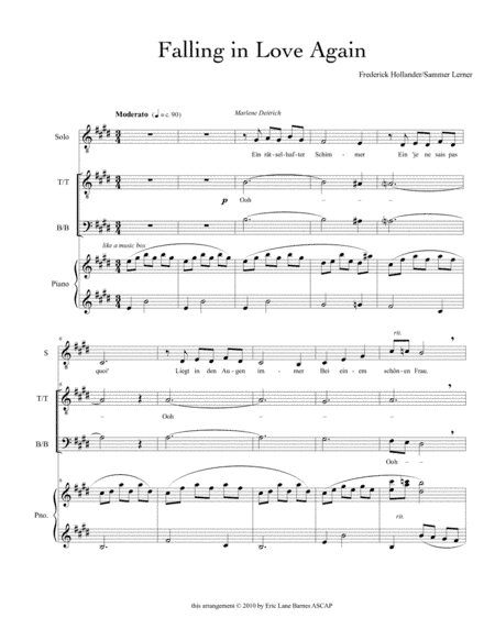 Falling In Love Again (can't Help It) (arr. Arranged by Eric Lane Barnes)