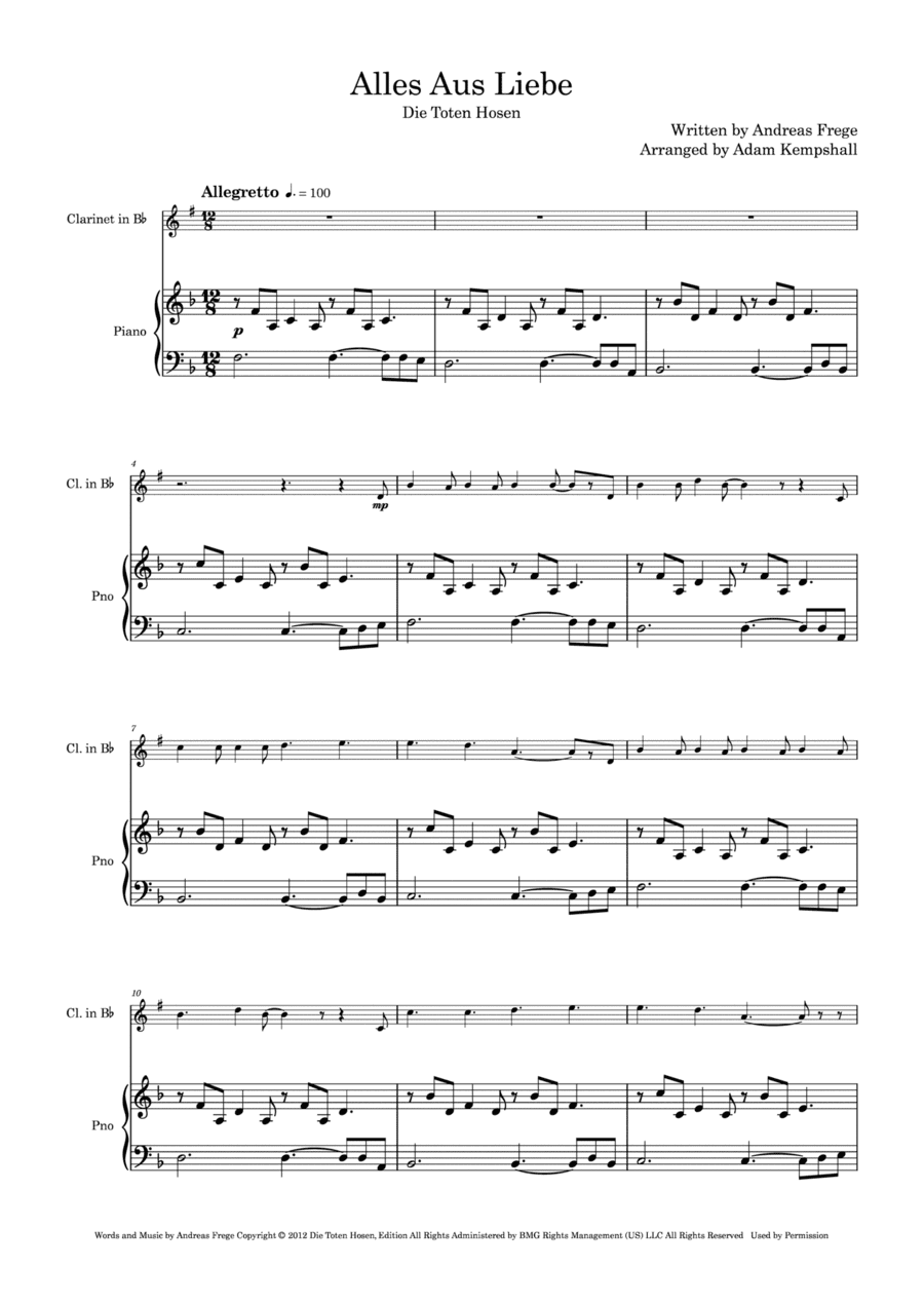 Alles Aus Liebe (arr. Adam Kempshall)