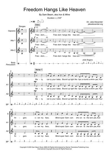 Freedom Hangs Like Heaven (arr. Jake Alexander)