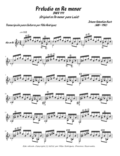 Prelude for Lute (BWV 999) (arr. Felix Rodriguez)