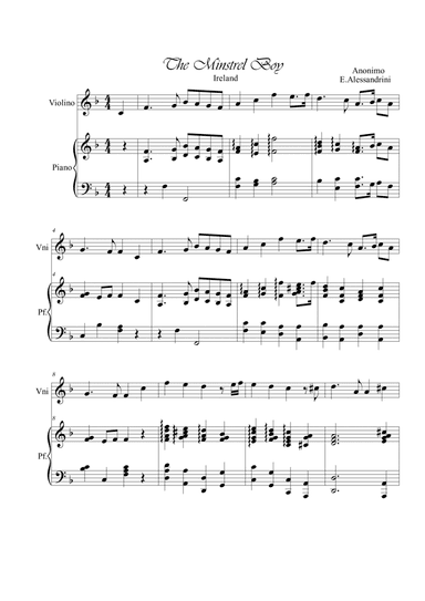 The Minstrel Boy. Violin and piano (arr. Ester Alessandrini)