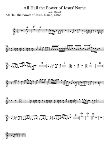 All Hail the Power of Jesus' Name, Oboe (arr. John W. Daniel)