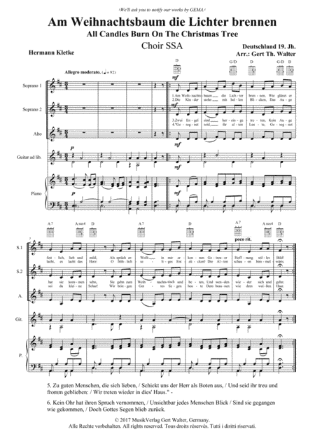All Candles Burn On The Christmas Tree (arr. Gert Th. Walter)