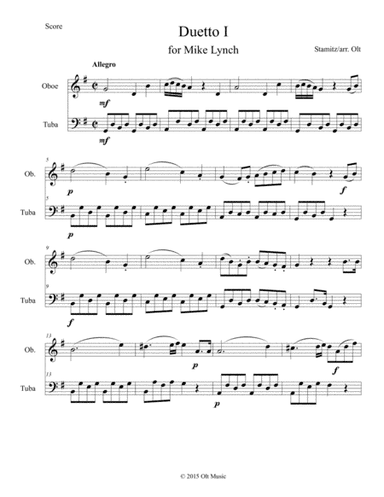 Duetto No. 1 arranged for oboe and tuba duet (arr. Tim Olt)
