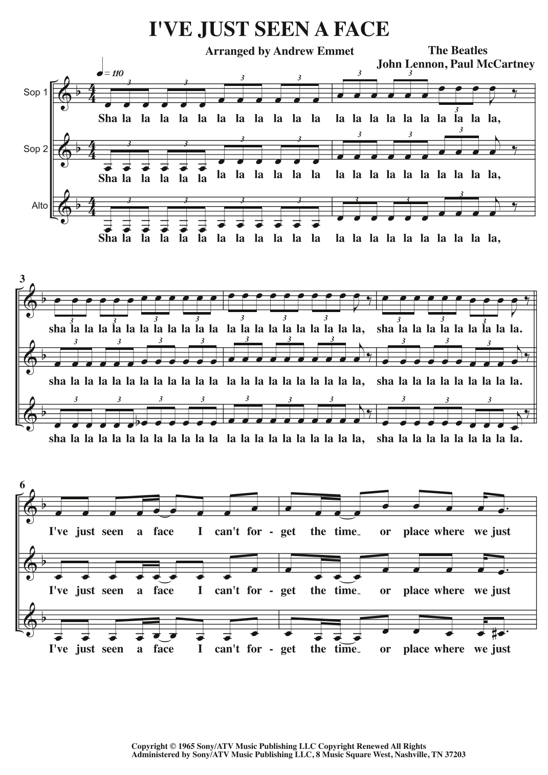 I've Just Seen A Face (arr. Andrew Emmet)