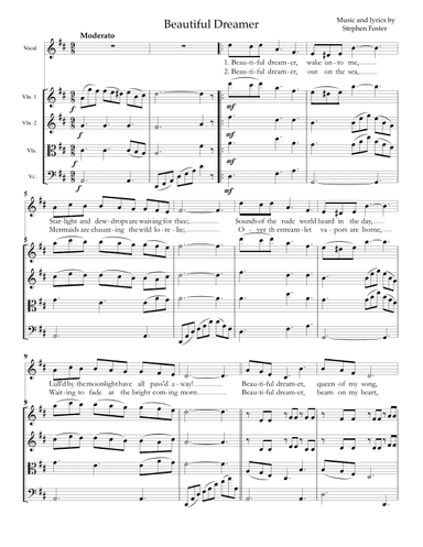 Beautiful Dreamer, for voice and string quartet (arr. Gary S. Fagin)