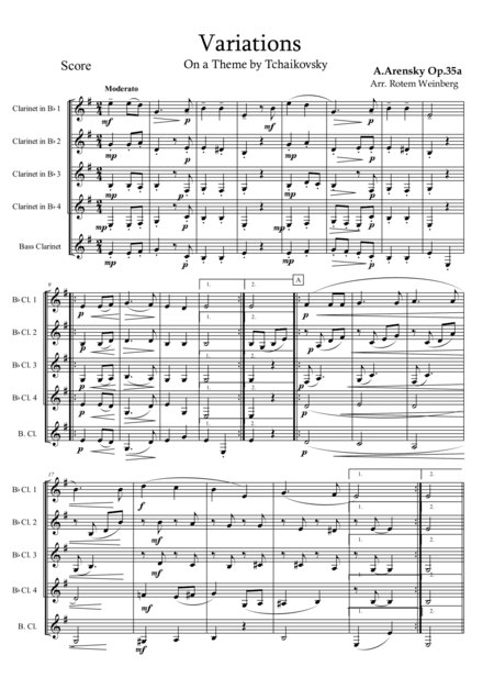 Variations on a Theme by Tchaikovsky (arr. Rotem Weinberg)
