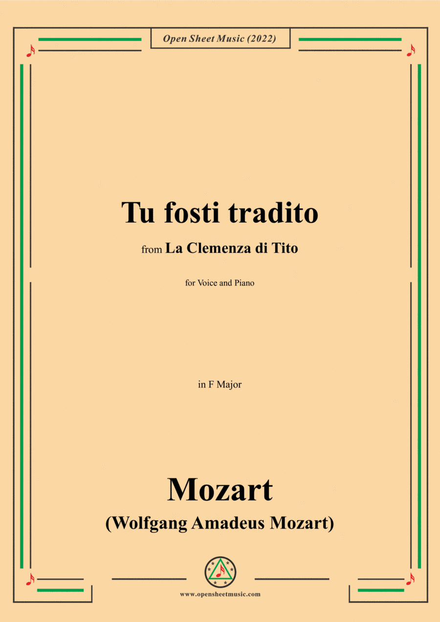 Mozart-Tu fosti tradito,in F Major,from La Clemenza di Tito,for Voice and Piano (arr. Open Cloud)
