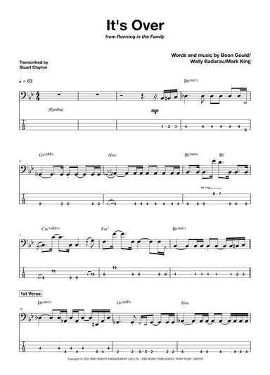 It's Over (arr. Stuart Clayton/Bassline Publishing)