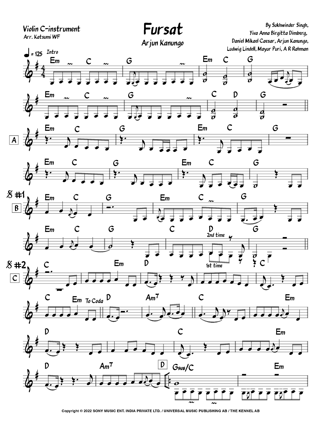 Fursat (arr. Katsumi WF)