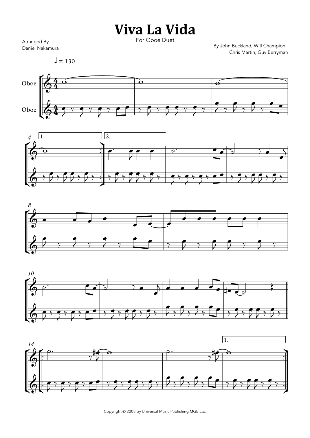 Viva La Vida (arr. Daniel Nakamura)