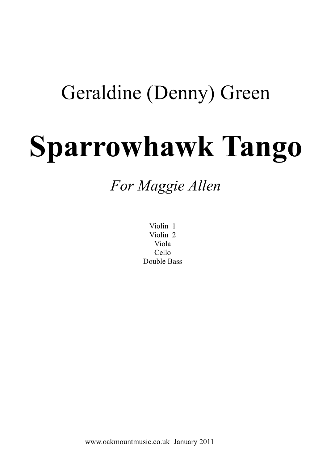 Sparrowhawk Tango. For Strings  (Standard Arrangement)
