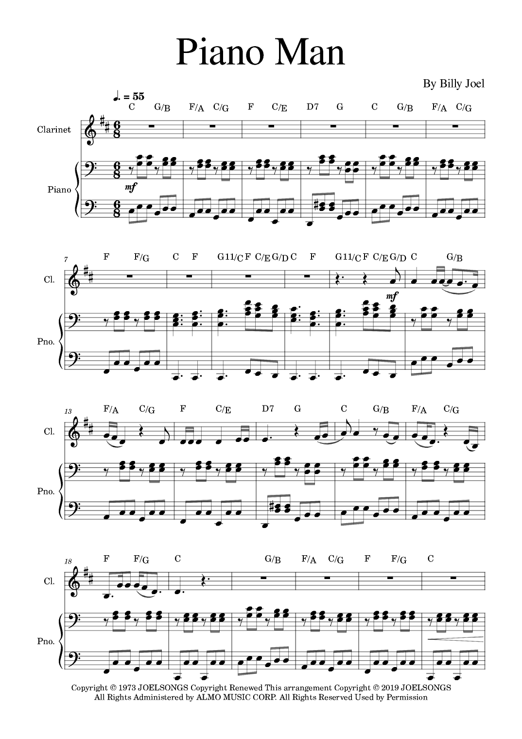 Piano Man (arr. Golden Skull Editions)