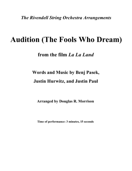 Audition (the Fools Who Dream) (arr. Douglas R. Morrison)
