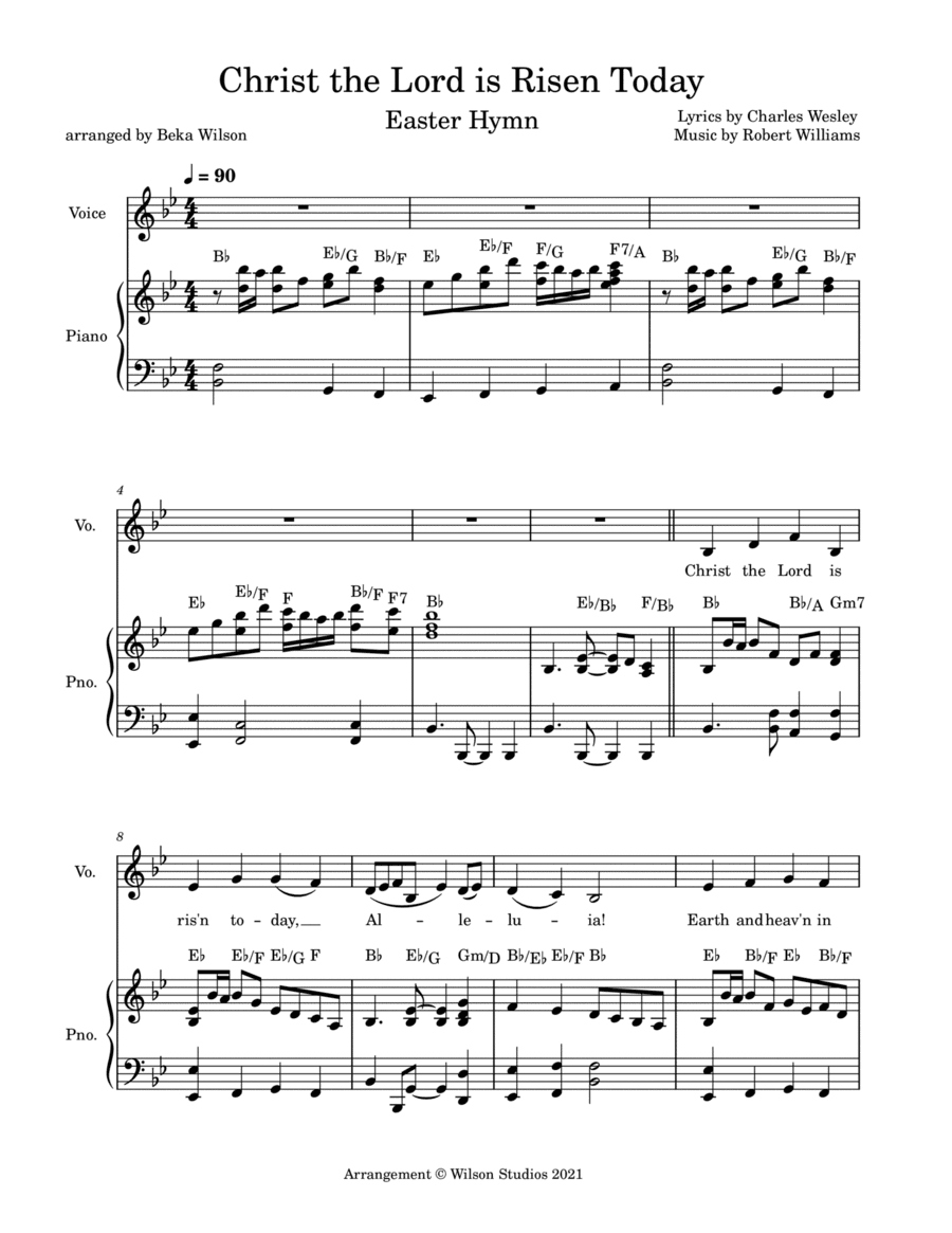 Christ the Lord is Risen Today--vocal solo (treble clef) (arr. Beka Wilson)