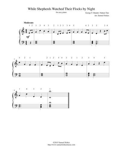 While Shepherds Watched Their Flocks by Night (Handel) - for easy piano (arr. Samuel Stokes)