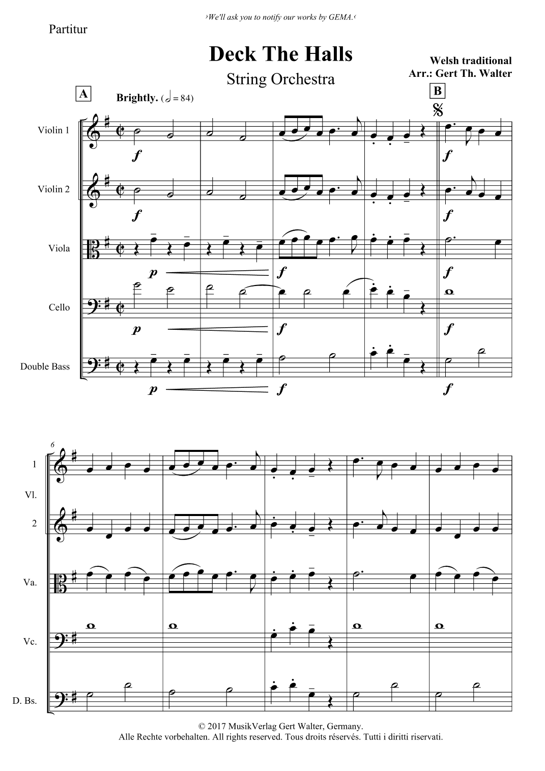Deck The Halls (arr. Gert Th. Walter)