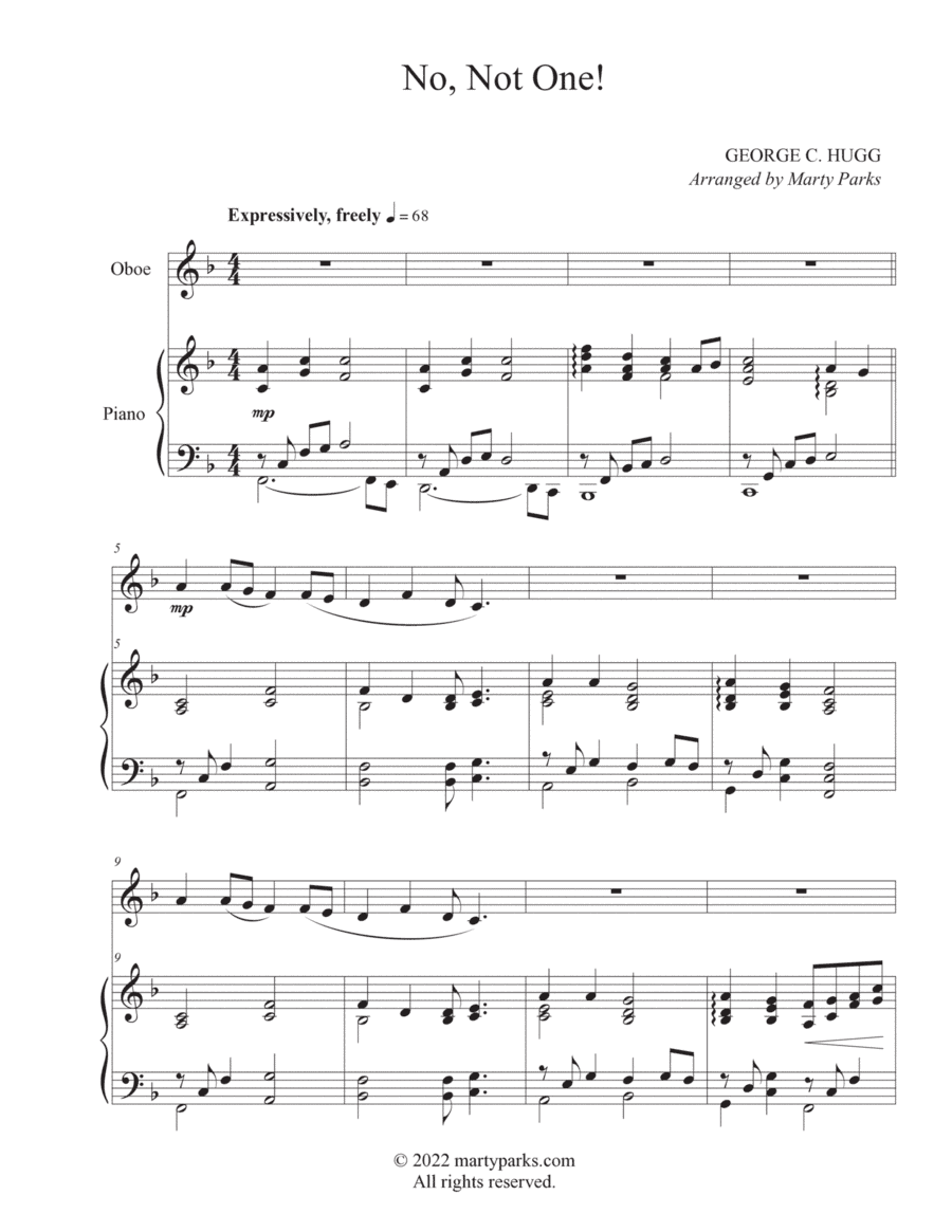 No, Not One! (Oboe-Piano) (arr. Marty Parks)