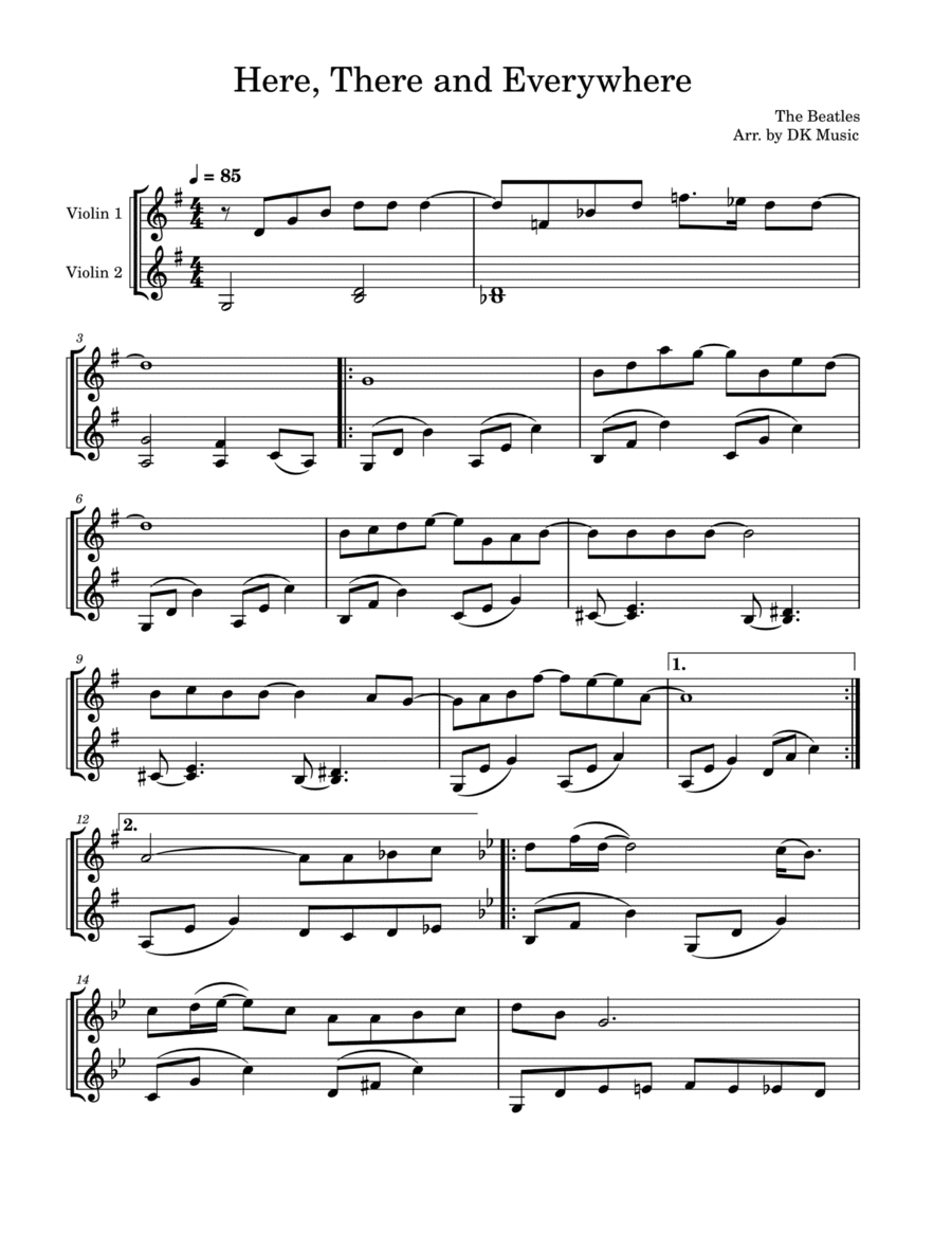 Here, There And Everywhere (arr. DK Music)