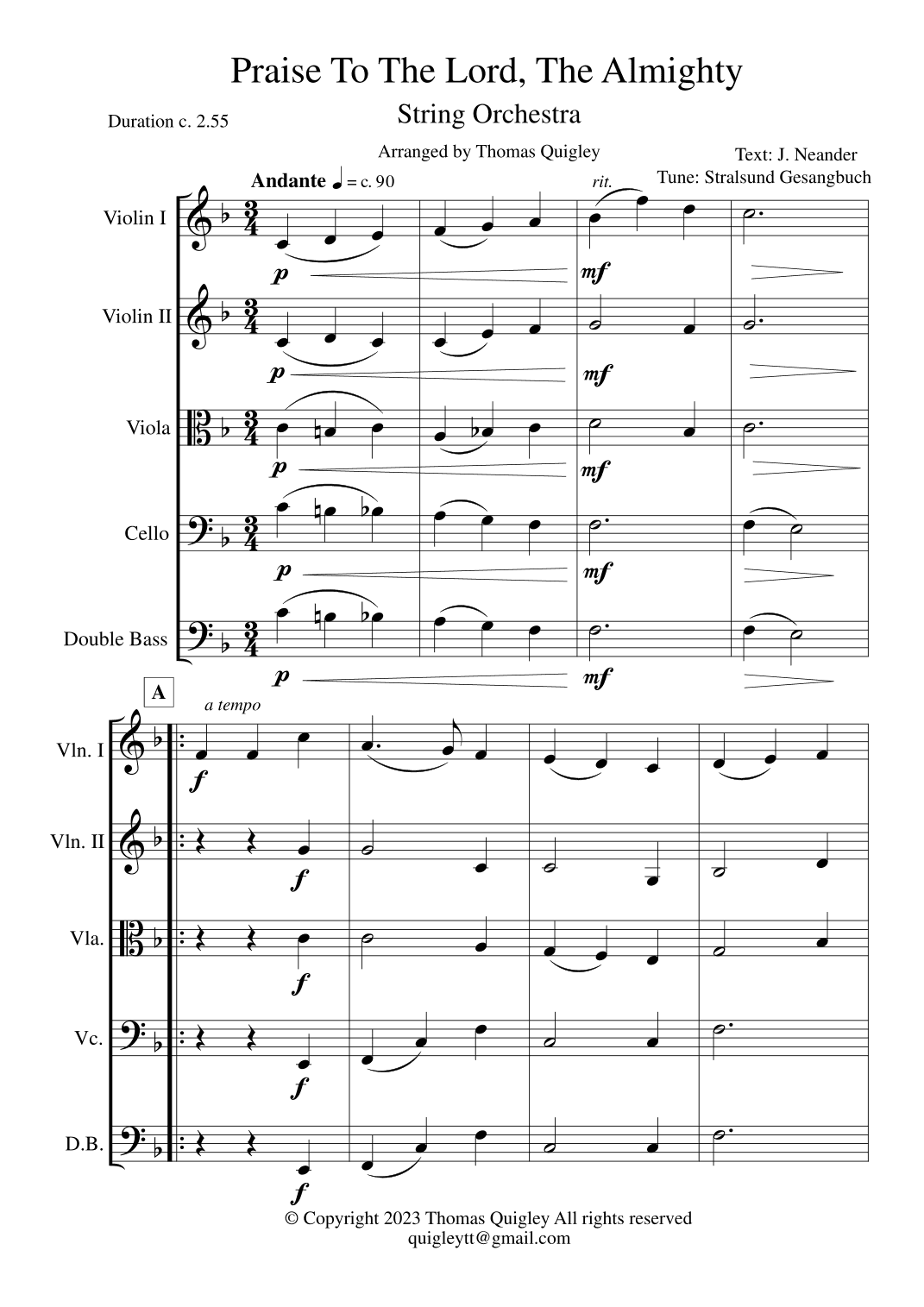 Praise to the Lord, the Almighty (arr. Thomas Quigley)