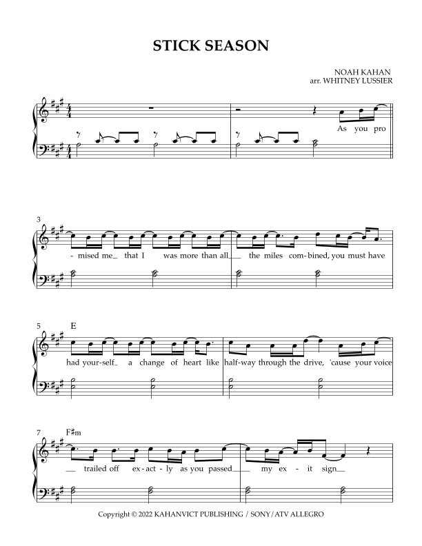 Stick Season (arr. Whitney Lussier)