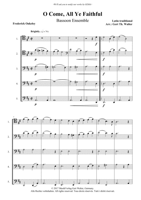 O Come, All Ye Faithful (arr. Gert Th. Walter)