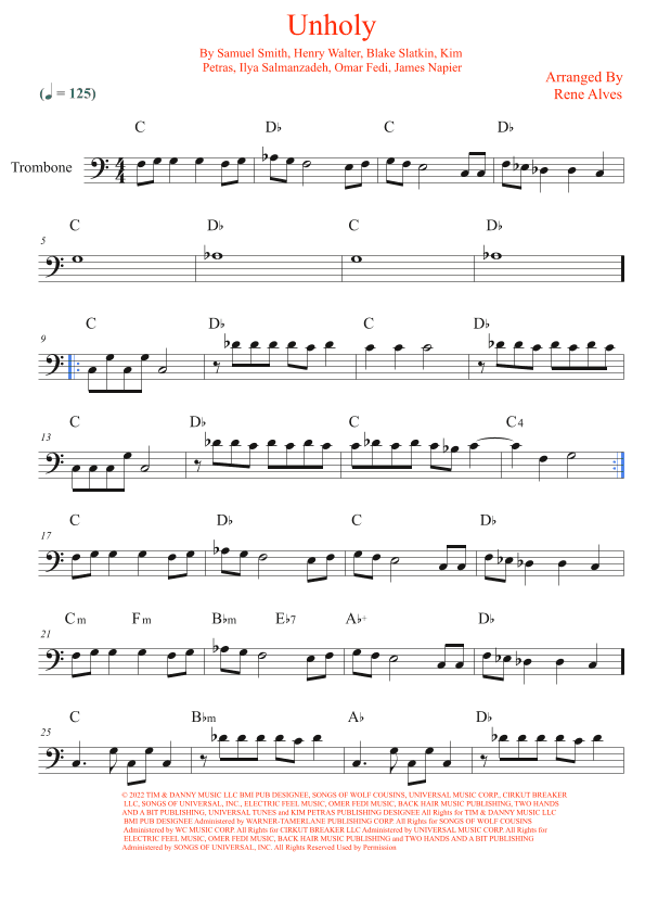 Unholy (arr. Rene Alves)