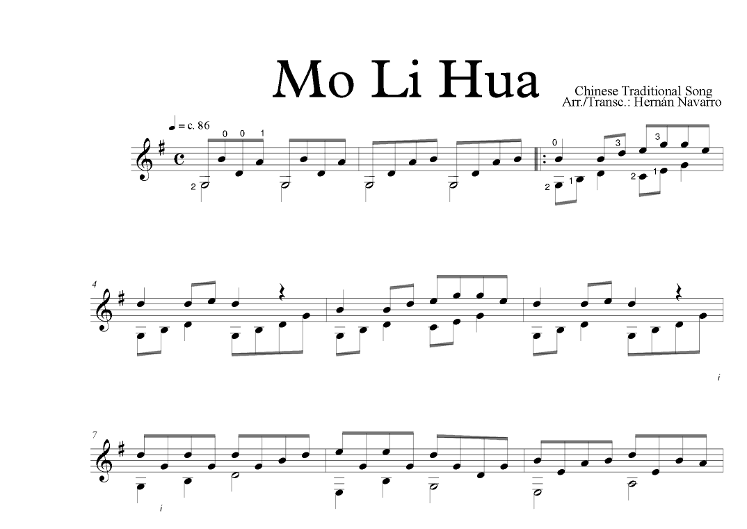 Mo Li Hua (arr. Hernán Navarro)