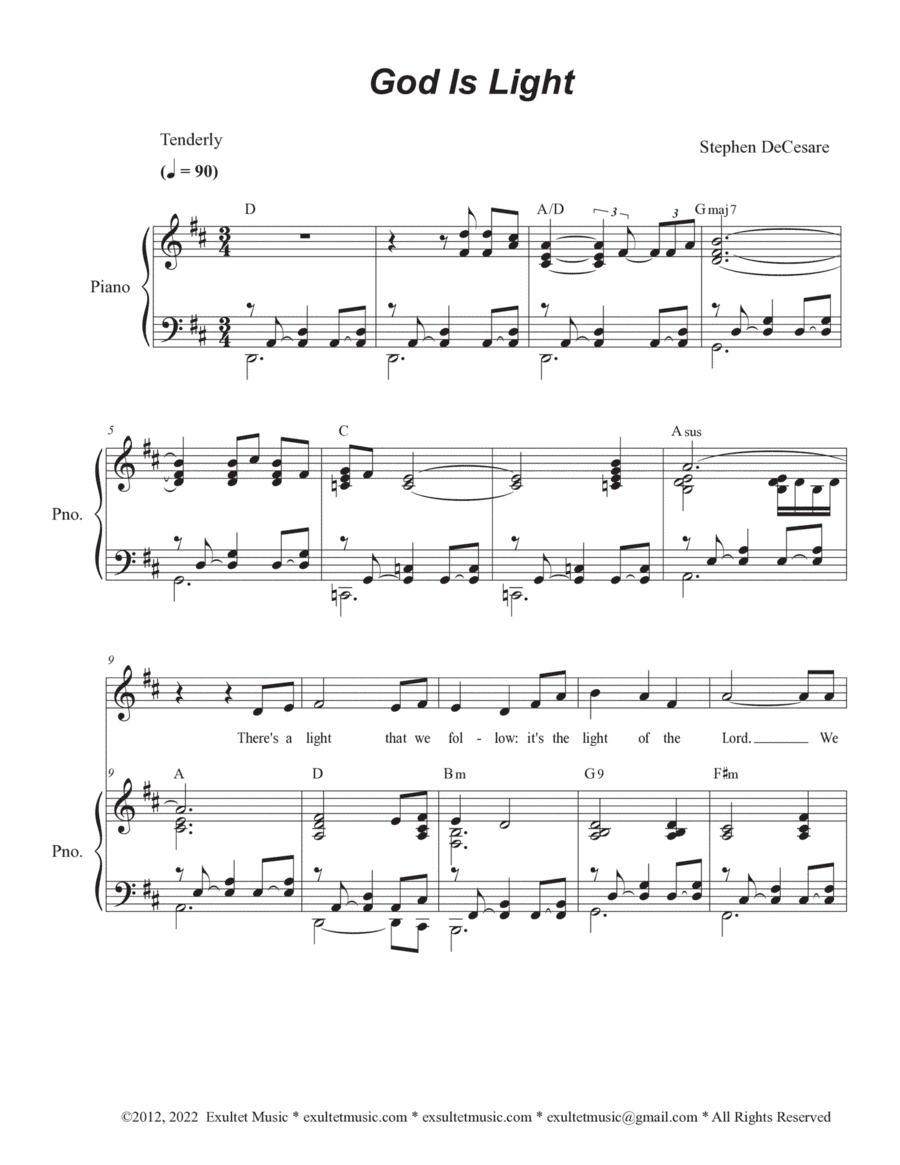 God Is Light (Unison choir - High Key)