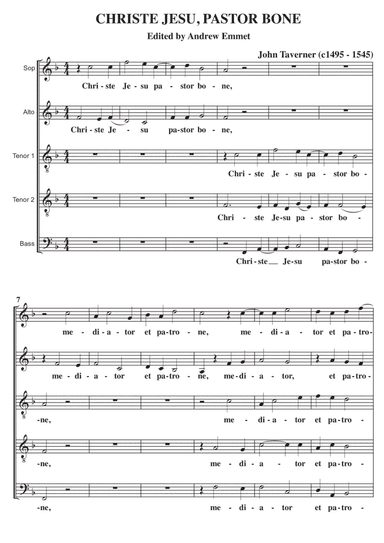 Christe Jesu, Pastor Bone A Cappella SATTB/SATBB (arr. Edited by Andrew Emmet)