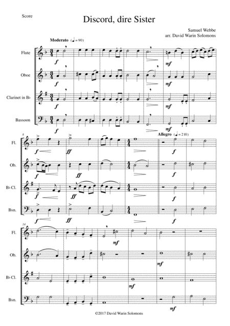 Discord, dire sister for wind quartet (arr. David Warin Solomons)