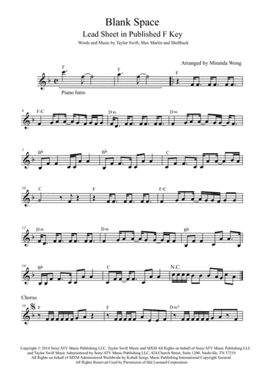 Blank Space (arr. Miranda Wong)