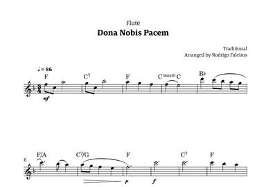 Dona Nobis Pacem - for flute (with chords) (arr. Rodrigo Faleiros)