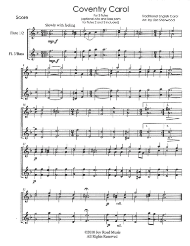 Coventry Carol Flute Trio (arr. Lisa Sherwood)