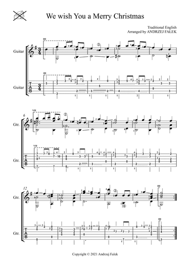 We Wish You A Merry Christmas (G - with Tab) (arr. Andrzej Falek)