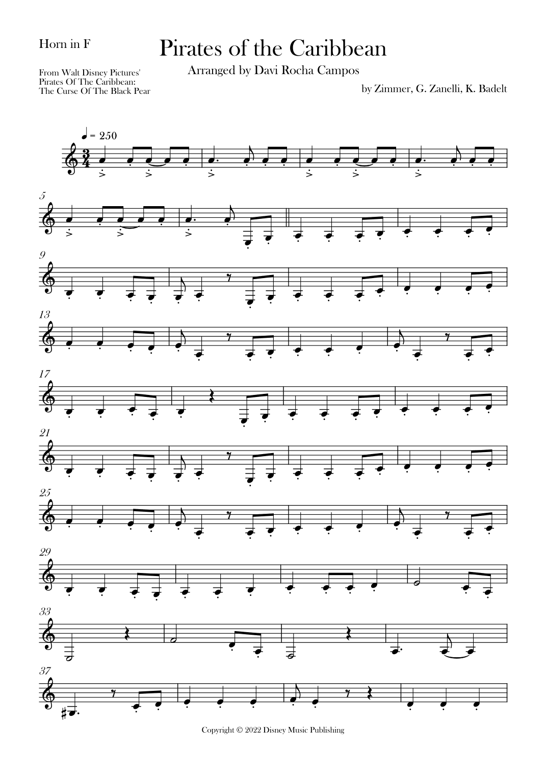 Pirates Of The Caribbean (arr. Davi Rocha Campos)
