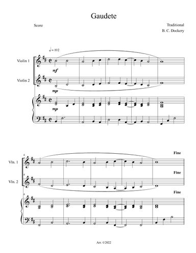 Gaudete (Violin Duet with Piano Accompaniment) (arr. B. C. Dockery)
