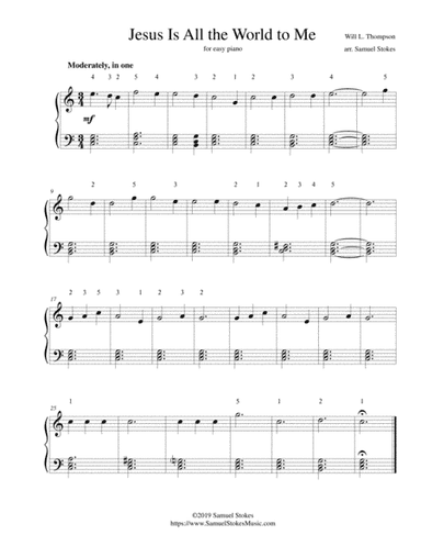 Jesus is All the World to Me - for easy piano (arr. Samuel Stokes)