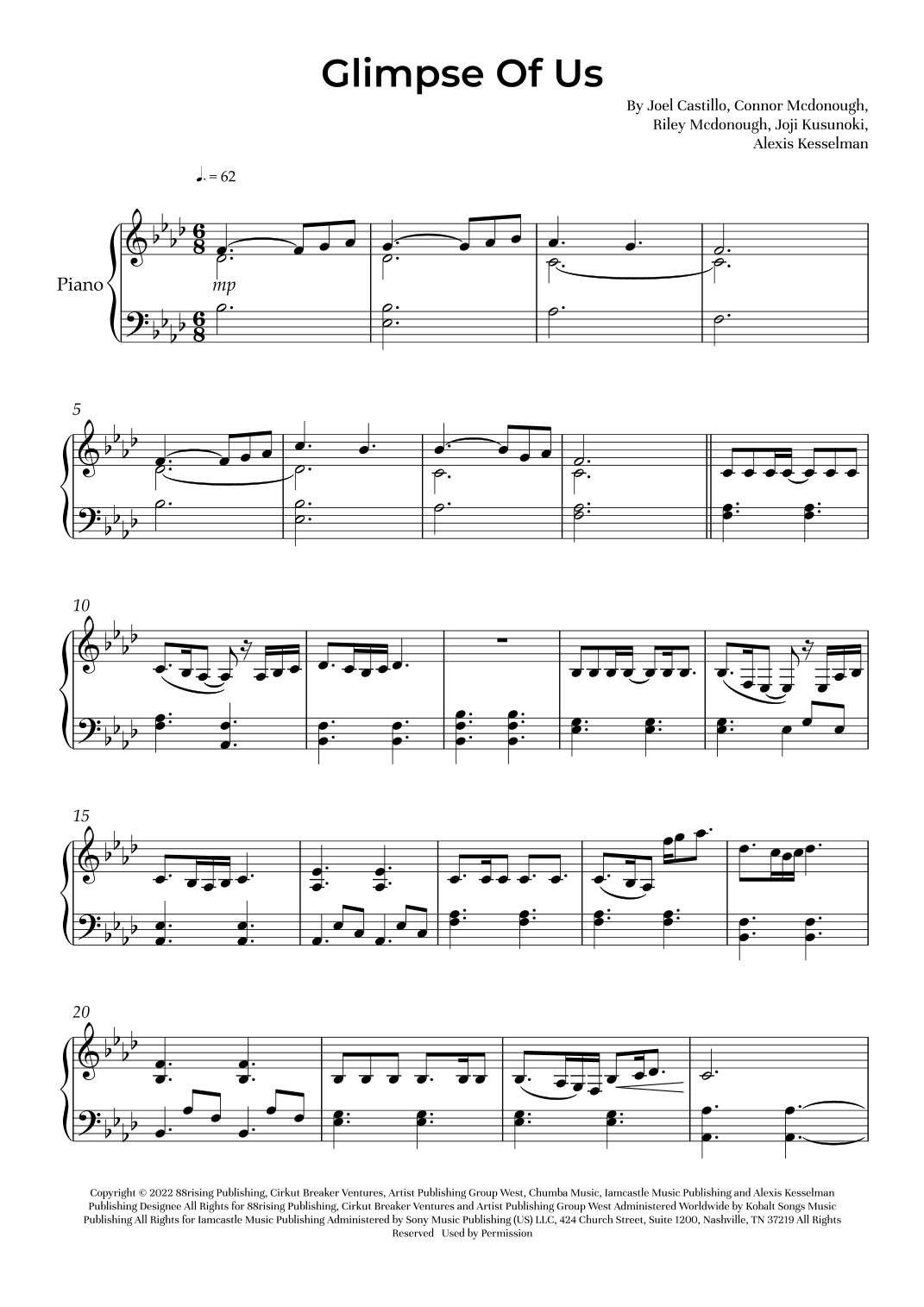 Glimpse Of Us (arr. Alliance Edition)
