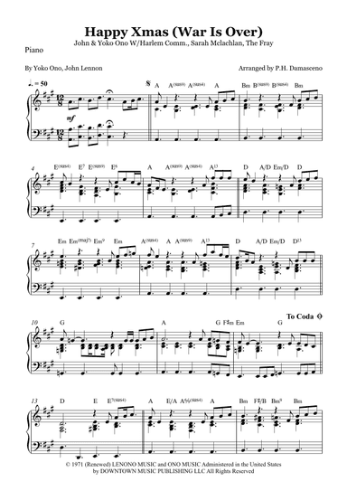 Happy Xmas (war Is Over) (arr. P.H. Damasceno)