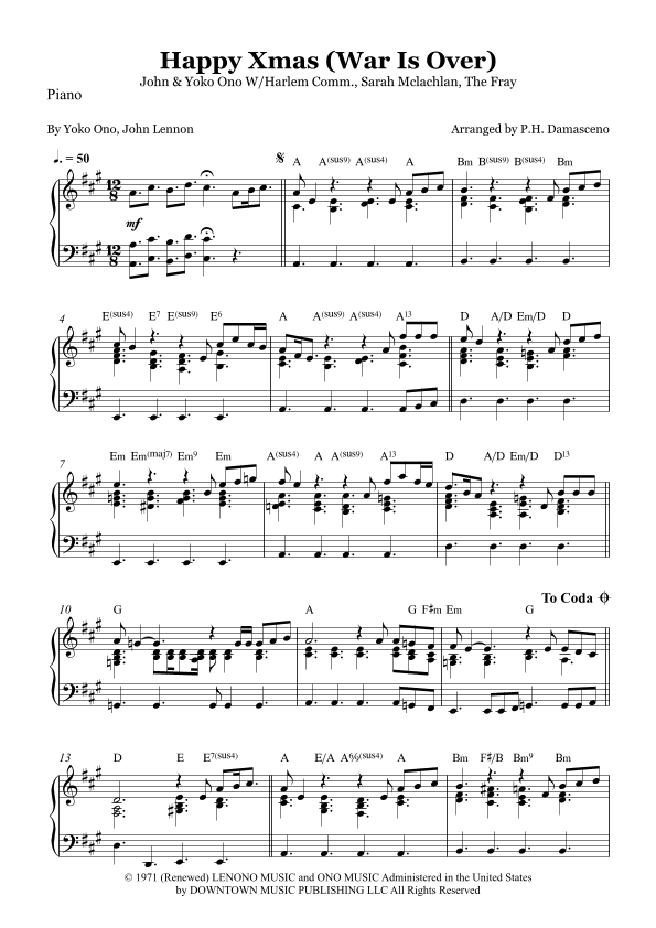 Happy Xmas (war Is Over) (arr. P.H. Damasceno)