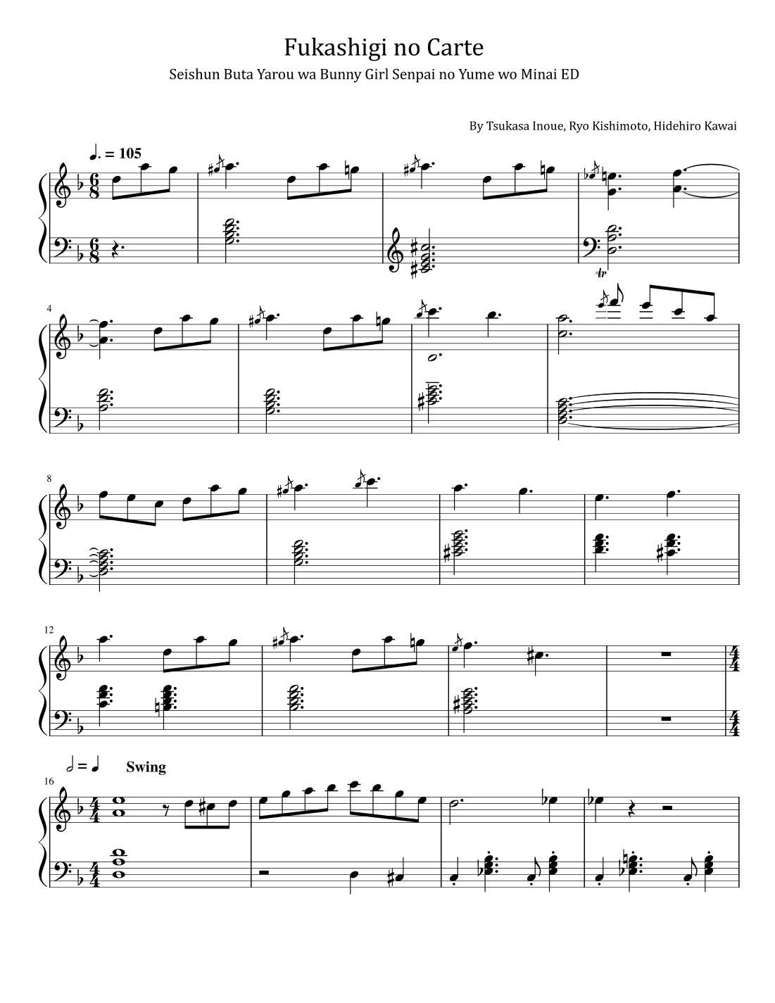 Fukashigi No Carte (arr. poon)