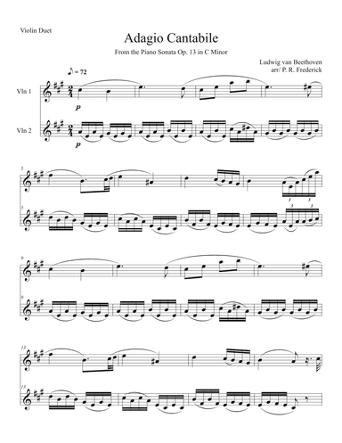 Adagio Cantabile (Violin Duet) (arr. P. R. Frederick)