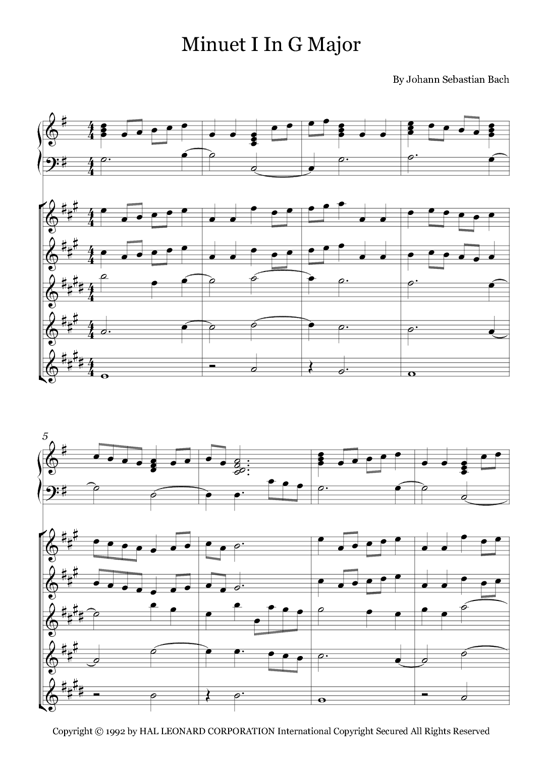 Minuet I In G Major (arr. Fernanda Moura)