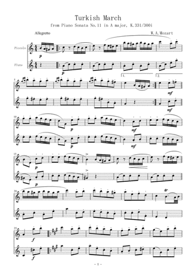 Turkish March from Piano Sonata No.11 in A major, K.331/300i (arr. Akemi Hirano)