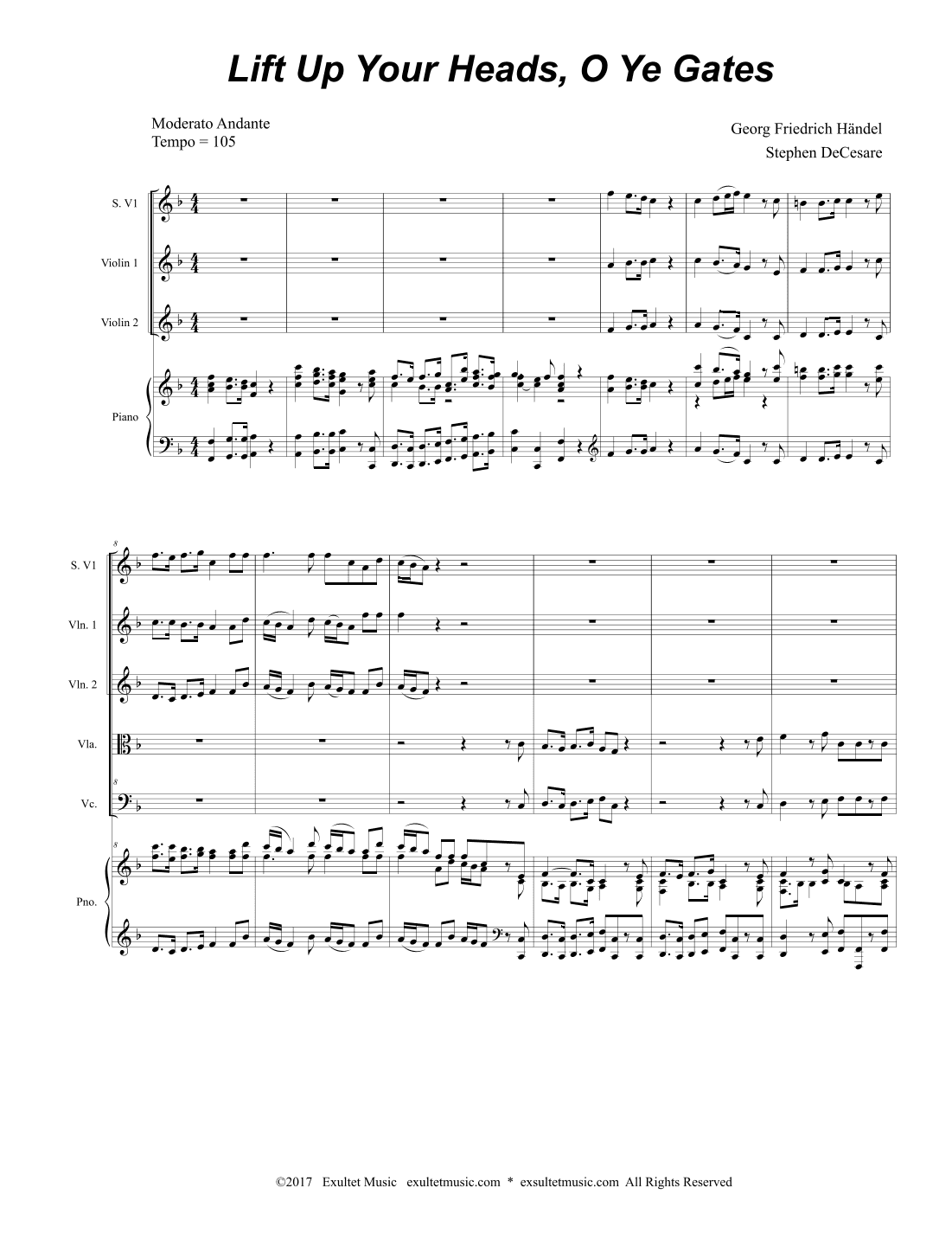 Lift Up Your Heads, O Ye Gates (String Quintet and Piano) (arr. Stephen DeCesare)