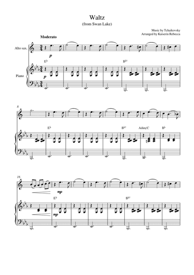 Waltz (from Swan Lake) (for alto saxophone solo and piano accompaniment) (arr. Kaiserin Rebecca)
