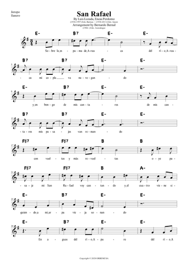 San Rafael (arr. Bernal Bernal Hidalgo)